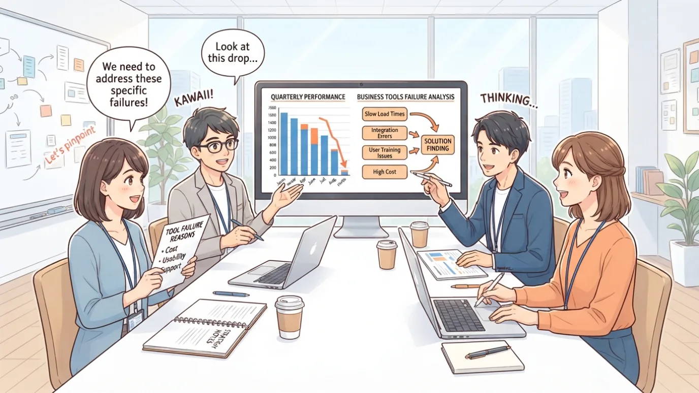 SaaS導入がうまくいかない原因を分析している様子