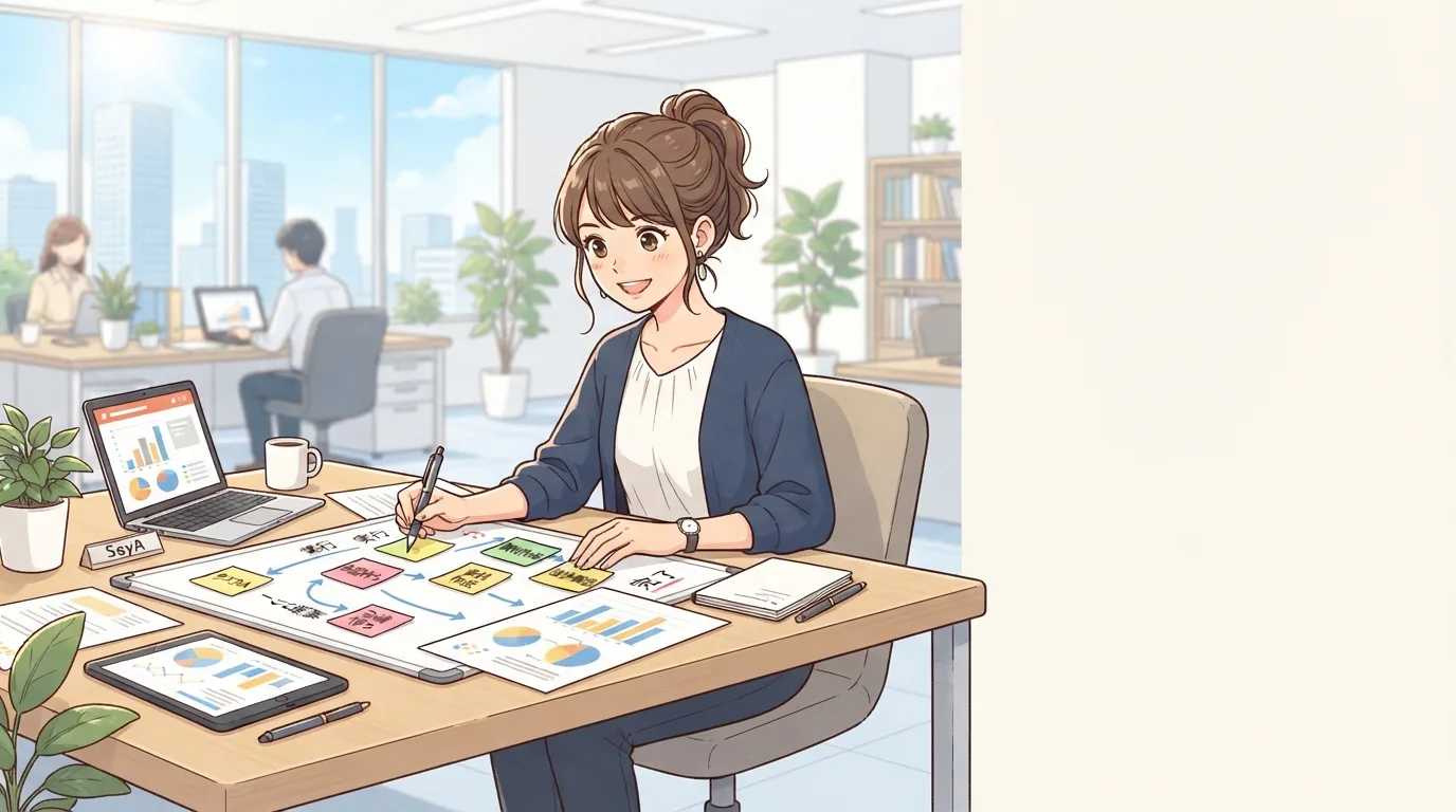 業務フローを整理してSaaS導入を立て直す様子
