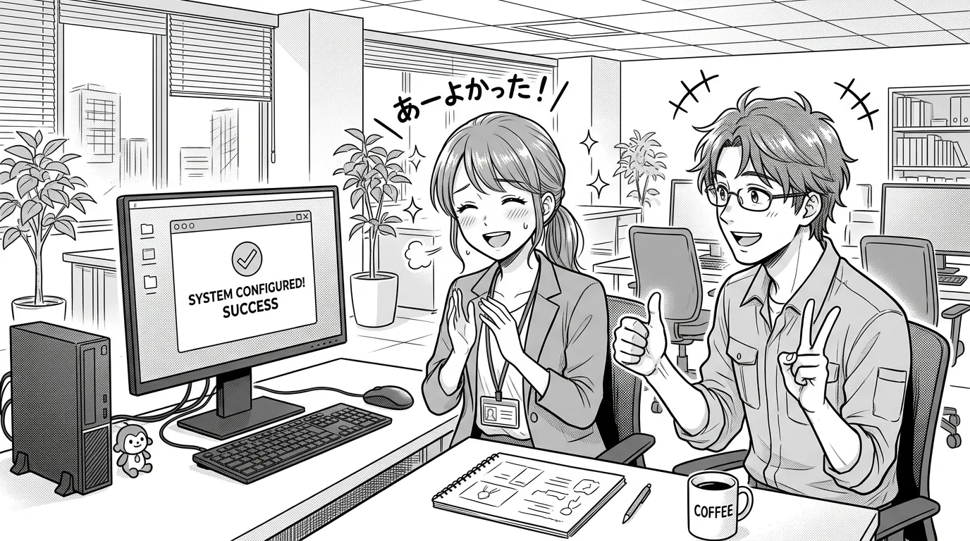 専門家のアドバイスを受けて安心するオフィスの担当者