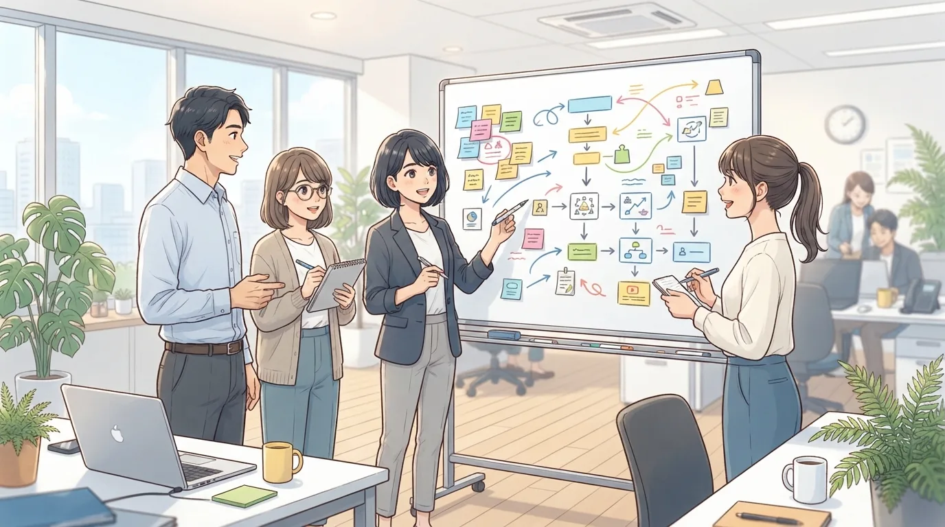 中小企業がDXを何から始めるか検討している様子