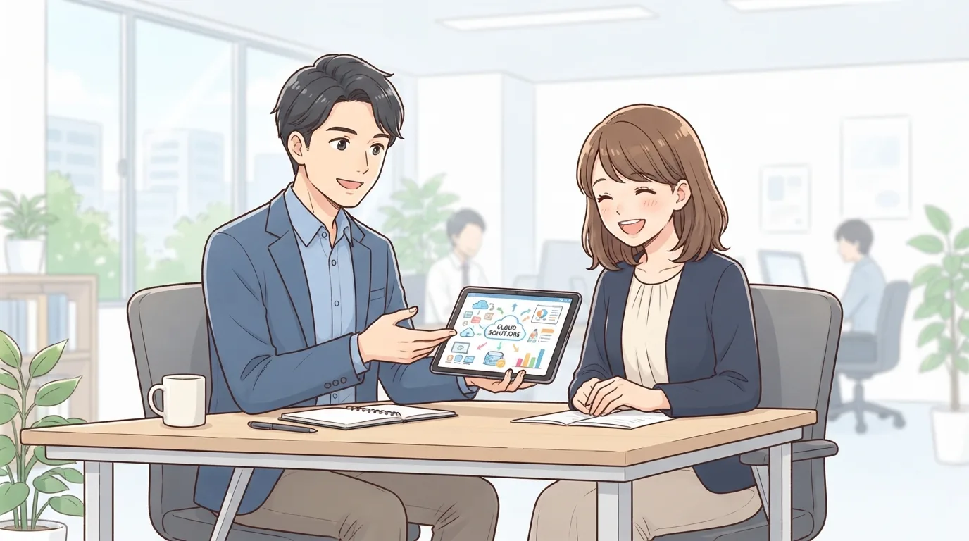 専門家にDXやSaaSの相談をしている様子